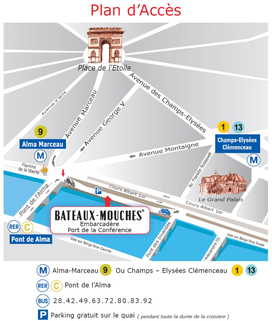 Access map to Bateaux Mouches®