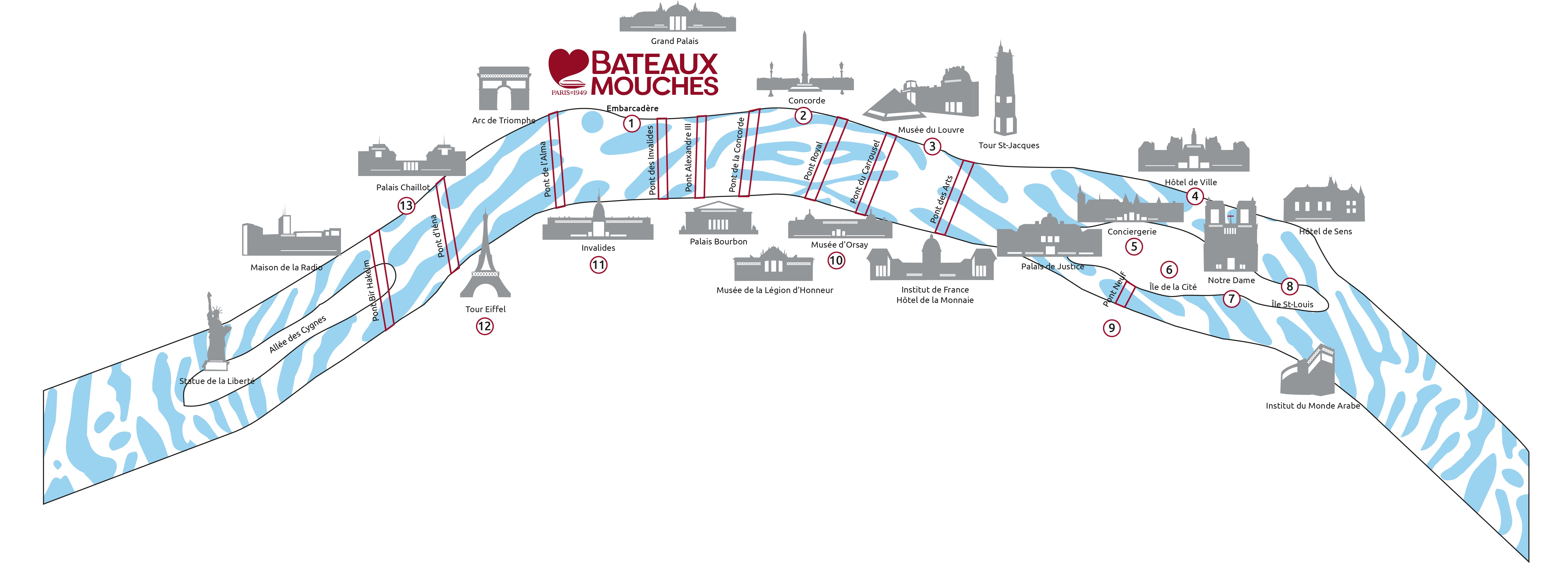 Rota dos cruzeiros Bateaux-Mouches®